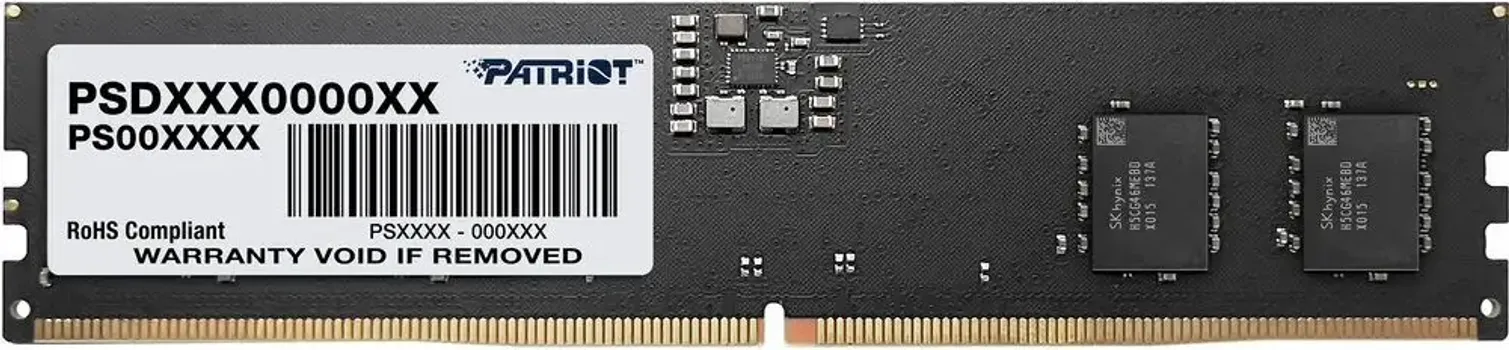 PATRIOT 8GB DDR5 5600MTS SIGNATURE LINE PSD58G560081 KAPACITET 8GB DDR5 5600MTS, NAPON 1.1V, LATENCIJA CL46, BROJ PINOVA 288 (1 / 1)