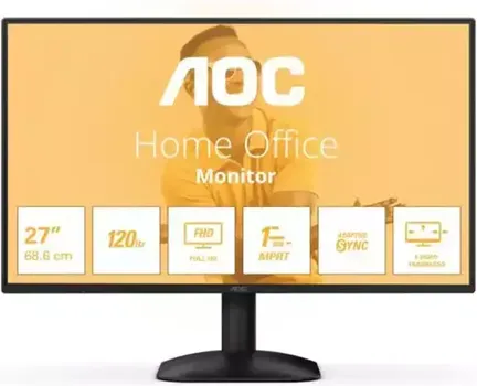 AOC MONITOR 27B31H 27 IPS, 1920X1080, 120HZ, 1MS MPRT, 300 CD/M2, 1500:1, ADAPTIVE SYNC, VGA, HDMI, TILT, BLACK, VESA, 3Y (1 / 1)