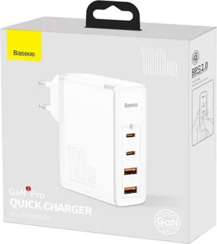BASEUS GAN2 PRO 100W 4PORT PUNJAC 125199 BASEUS 100W 4 PORT PUNJAČ ZA SMARTPHONE TELEFON GAN2 PRO - IZVOR NAPAJANJA: AC - BROJ USB 2.0 PORTOVA: 2 - BROJ PORTOVA ZA USB TIP-C: 2 - BRZO PUNJENJE - BOJA PROIZVODA: BIJELA - MATERIJAL KUĆIŠTA: POLIKARBONAT (PC) (3 / 4)