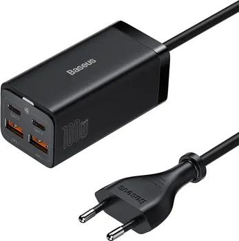 BASEUS GAN3 PRO 100W (CCGP000101) 125263 BASEUS GAN3 PRO 100W 2XUSB-C + 2XUSB ZIDNI PUNJAČ CCGP000101 WALL CHARGER - UKUPNA IZLAZNA SNAGA: 100W - DUŽINA KABLA: 1.5 M - ULAZNI NAPON: AC 110-240 V, 50-60 HZ, 2.5 A MAX - BOJA: CRNA - TEŽINA: 295 G - DIMENZIJE: 85.6 X 40.7 X 37.8 MM (1 / 5)
