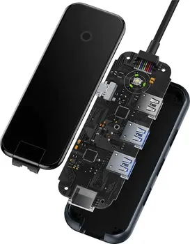 BASEUS ACMEJOY 5-U-1 HUB │ USB-C NA 2XUSB 3.0 + USB 2.0 + USB-C PD + RJ45 │ BRZINA PRIJENOSA DO 500 MB/S │ PODRŠKA ZA BRZO PUNJENJE PD 100 W │ PLUG&PLAY TEHNOLOGIJA (7 / 9)