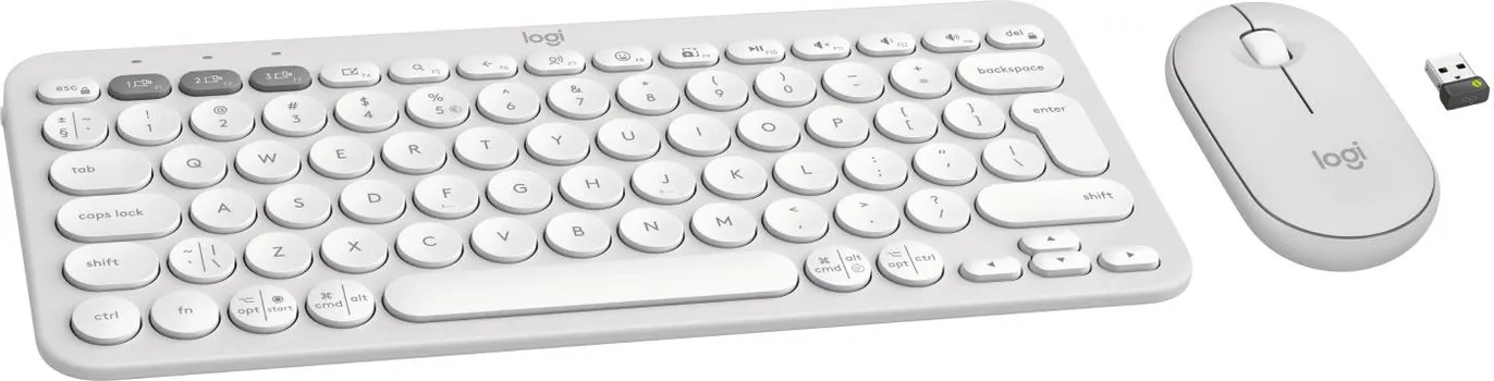 LOGITECH PEBBLE 2 COMBO TONAL WHITE US INTERNATIONAL (QWERTY) TASTATURA I MIŠ KOMPLET │ BLUETOOTH LOW ENERGY │ UPARIVANJE SA DO 3 UREĐAJA │ TIHI KLIKOVI SA SILENT TOUCH TEHNOLOGIJOM │ DPI: 400-4000 DPI (3 / 9)