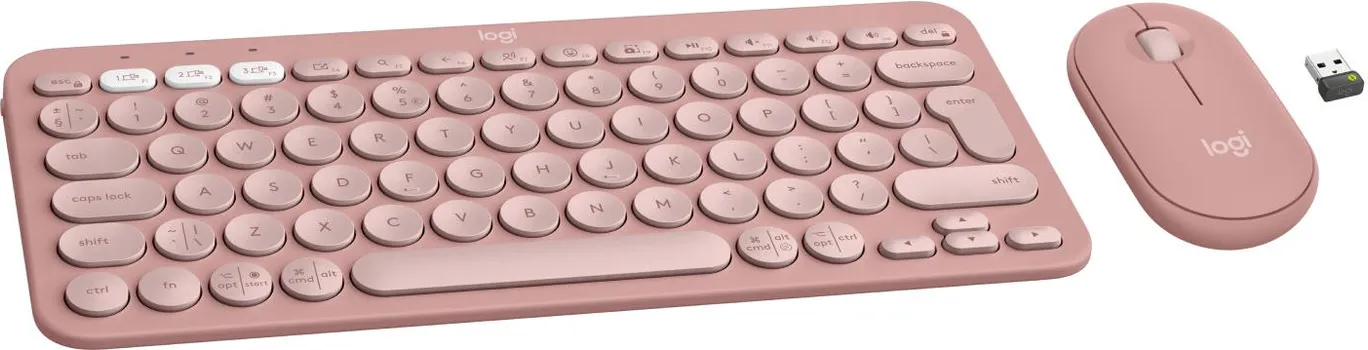LOGITECH PEBBLE 2 COMBO TONAL ROSE US INTERNATIONAL (QWERTY) TASTATURA I MIŠ KOMPLET │ BLUETOOTH LOW ENERGY │ UPARIVANJE SA DO 3 UREĐAJA │ TIHI KLIKOVI SA SILENT TOUCH TEHNOLOGIJOM │ DPI: 400-4000 DPI (5 / 7)