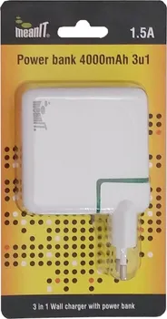 MEANIT PUNJAČ PRIJENOSNI ZA MOBITELE + LED SVJETILJKA, 4000MAH - POWER BANK 4000MAH, 3IN1 (1 / 1)