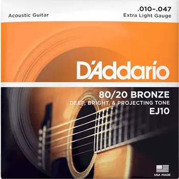 D’ADDARIO EJ10 ZICA ZA AKUSTICNU GITARU 10-47 , 80/20 BRONZE (1 / 2)