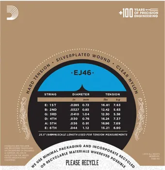 D’ADDARIO EJ46 ZICE ZA KLASICNU GITARU 29-44 , HARD TENSION (2 / 3)