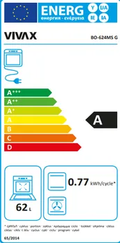 VIVAX BO-624MS G UGRADNA PEĆNICA │ ZAPREMINA 62 LITRA │ MAKSIMALNA TEMPERATURA 240°C │ DIMENZIJE: 59,5 X 57,5 X 59,5 CM (2 / 4)