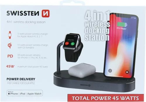 SWISSTEN WIRELESS CHARGING MFI DOCKING STATION 4 IN 1 [45W] (5 / 5)