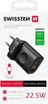 SWISSTEN TRAVEL CHARGER 1XUSB-A, 1XUSB-C AND APPLE WATCH (1 / 1)