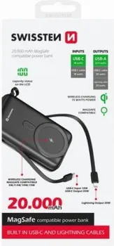 SWISSTEN POWERBANK 20 000 MAH 20W, BUILT-IN CABLES USB-C AND LIGHTNING, MAGSAFE COMPATIBLE (1 / 1)