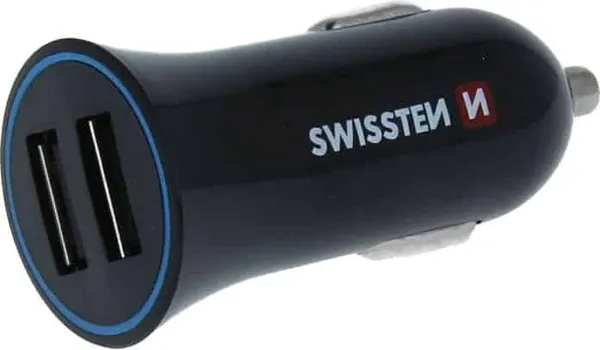 SWISSTEN 2.4A DUAL PORT CAR CHARGER + TYPE-C USB CABLE 20110908 SWISSTEN CAR CHARGER 2.4A POWER 2X USB, CABLE USB-C KABAL DUŽINE 1.2M (1 / 3)