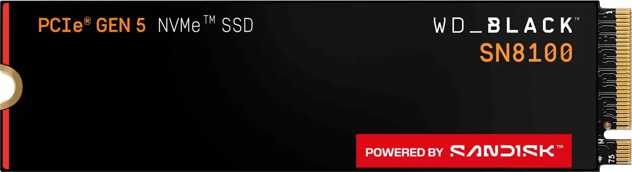 WESTERN DIGITAL WD_BLACK SN8100 NVME SSD - 1TB, WITHOUT HEATSINK │ BRZINA ČITANJA/PISANJA: 14900MB/S / 11000MB/S │ FORM FAKTOR: M.2 2280 │ PCIE GEN 5 (1 / 4)