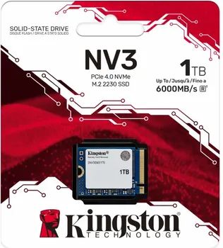 KINGSTON SNV3SM3/1T0 ČITANJE:6000MB/S, PISANJE:4000MB/S, KAPACITET 1TB, FORMAT SSD M.2 2230, INTERFEJS PCI EXPRESS 4.0 X4 NVME, SERIJA SNV3S (1 / 3)