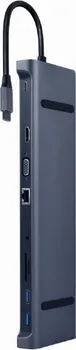 USB TYPE-C 10U1 MULTI-PORT ADAPTER, DOCKING USB TYPE-C 10-U-1 MULTI-PORT ADAPTER (USB HUB + HDMI + VGA + PD + ČITAČ KARTICA + LAN + 3,5 MM AUDIO), SVEMIRSKO SIVA (1 / 1)
