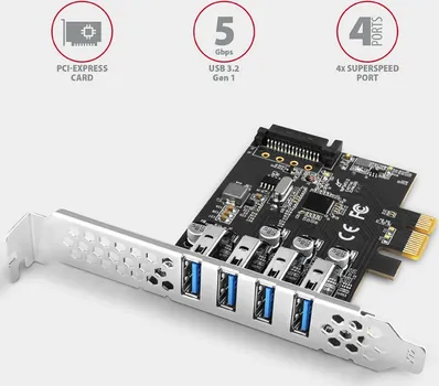 AXAGON PCI-EXPRESS KARTICA SA ČETIRI EKSTERNA USB 3.2 (2 / 3)