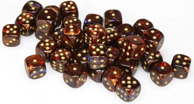 KOCKICE CHESSEX - SCARAB - LUMINARY - BLUE BLOOD & GOLD - DICE BLOCK 12MM (36) (2 / 2)