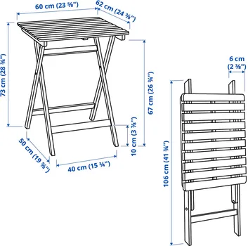 IKEA ASKHOLMEN STO I 2 SKLOPIVE STOLICE, SPOLJA (5 / 6)