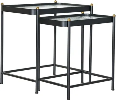 CEROVO LOFT STOČIĆ SET 2/1 60X43X62 – CRNI/ STAKLO (1 / 1)