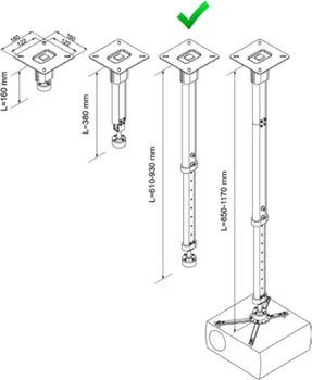 VEGA CM 25-1170 UNIVERZALNI PLAFONSKI NOSAČ ZA PROJEKTOR [25kg max] (2 / 6)
