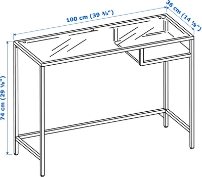 IKEA VITTSJÖ RADNI STO 100X36CM, CRNOBRAON/STAKLO 802.213.52 (7 / 7)