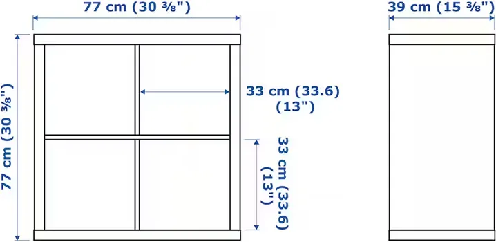 IKEA KALLAX POLICA 77X39X77CM, IMITACIJA HRASTOVINE