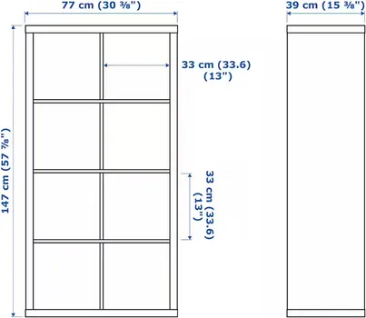 IKEA KALLAX POLICA 77X39X147CM, CRNO-BRAON