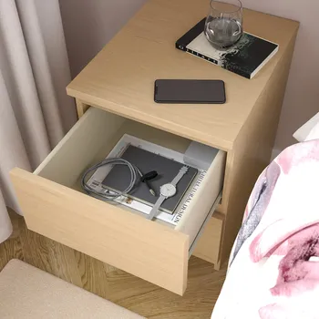 IKEA MALM NOĆNIK SA 2 FIOKE 40X48X55CM, HRASTOV FURNIR (4 / 9)