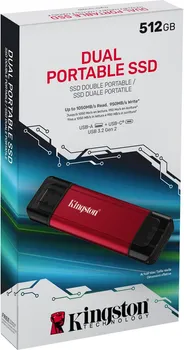 KINGSTON DUAL PORTABLE 512GB SSD DISK │ 512 GB KAPACITET │ BRZINA ČITANJA 1050 MB/S │ BRZINA PISANJA 950 MB/S │ USB TYPE-A / USB TYPE-C │ USB 3.2 GEN 2 (2 / 6)