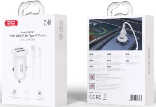 XO CC67 CAR CHARGER + TYPE-C CABLE WHITE (2 / 2)