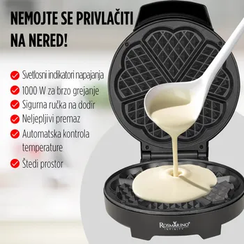 ROSMARINO APARAT ZA VAFLE INFINITY HEART, 1000W (8 / 13)