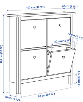 IKEA HEMNES CIPELARNIK S 4 ODJELJKA, 107X22X101CM, BIJELI (7 / 7)