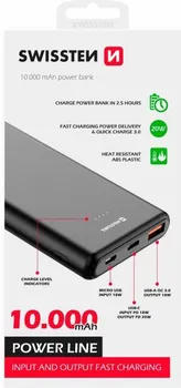 SWISSTEN 22013912 121906 SWISSTEN POWERLINE POWERBANK (20W) - 22013912 - 10.000 MAH - CRNA EKSTERNA BATERIJA (2 / 3)