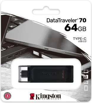 KINGSTON DT70/64GB 75451 KINGSTON 64GB DATATRAVELER USB-C FLASH DRIVE USB 3.2 GEN 1 SPEEDS