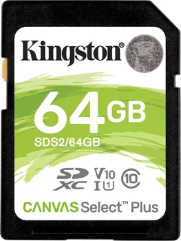KINGSTON SDS2/64GB 70253 KINGSTON SDXC CARD 64GB CANVAS SELECT PLUS C10, UHS-I, V10, UP TO 100 MB / S
