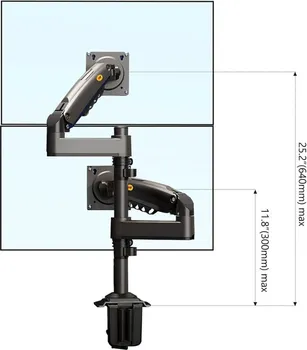 H180 STONI NOSAČ ZA DVA MONITORA MAT CRNI 17-27 INČA (7 / 7)