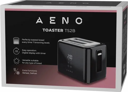 ELECTRIC TOASTER, BLACK, 220-240V, 50-60HZ, 780-930W, 2 SLOTS, 3 MODES, 7 BROWNING LEVELS (7 / 7)