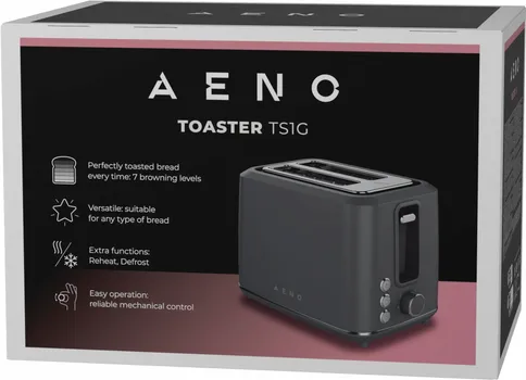 ELECTRIC TOASTER, GREY, 220-240V, 50-60HZ, 920-1080W, 2 SLOTS, 3 MODES, 7 BROWNING LEVELS (7 / 7)