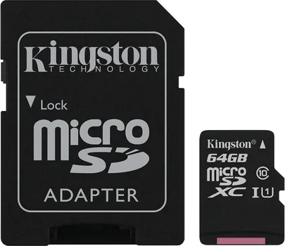 KINGSTON 64GB MICROSDXC + SD ADAPTER SDCS2/64GB KINGSTON MICRO SDHC 64GB CANVAS SELECT PLUS C10 + SD ADAPTER, A1, V10, UP TO 100 (1 / 7)