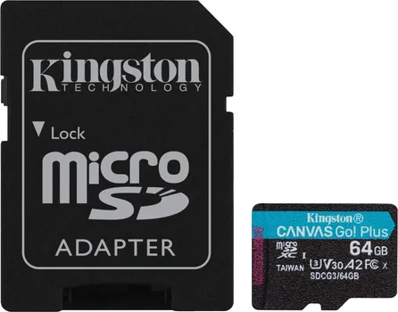 KINGSTON SDCG3/64GB KINGSTON MICRO SDHC 64GB CANVAS GO PLUS + SD ADAPTER, A2, U30,V30, 170/70 MB/S R (2 / 6)