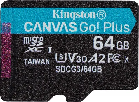 KINGSTON SDCG3/64GB KINGSTON MICRO SDHC 64GB CANVAS GO PLUS + SD ADAPTER, A2, U30,V30, 170/70 MB/S R (3 / 6)