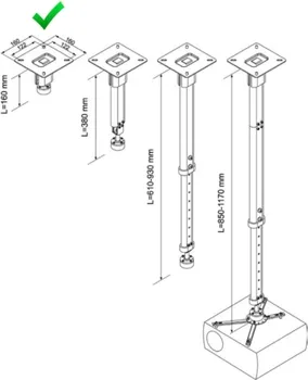 VEGA CM 25-160 UNIVERZALNI PLAFONSKI NOSAČ ZA PROJEKTORE, DO 25KG (3 / 3)