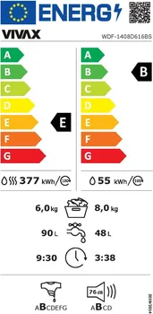 VIVAX WDF-1408D616BS, KAPACITET PRANJA: 8 KG, KAPACITET SUŠENJA: 6 KG, OBRTAJI CENTRIFU (11 / 11)
