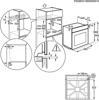 ELECTROLUX UGRADNA RERNA EOH2H00BX VENTILATORSKA NEZAVISNA UGRADNA RERNA, ZAPREMINA: 58 L, ENERGETSKA KLASA: A (2 / 12)