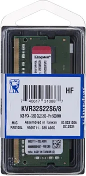 KINGSTON SO-DIMM DDR4 8GB / 3200MHz KVR32S22S6/8 VALUERAM (1 / 2)