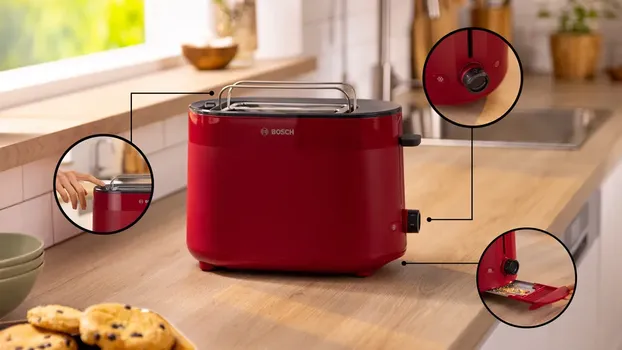 BOSCH TAT2M124 COMPACT TOASTER, MYMOMENT, RED, TAT2M124 (4 / 9)