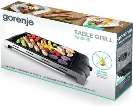 GORENJE TG2514B ROŠTILJ SNAGA GREJAČA: 1.400 W JEDNOSTAVNO PEČENJE NIVOI TEMPERATURE: 5 (7 / 12)