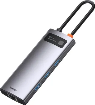 BASEUS METAL GLEAM 6-U-1 HUB (CAHUB-CW0G) 135163 BASEUS METAL GLEAM 6-U-1 HUB (CAHUB-CW0G) - USB C NA 3XUSB 3.0, 1XHDMI, 1XRJ45, 1XPD (4 / 8)