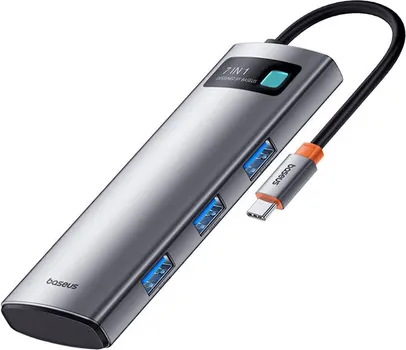 BASEUS B00030708811-00 125503 BASEUS GLEAM 7U1 USB HUB, USB-C NA 1X HDMI4K 60HZ + 3X USB3.0 + 1X PD + 1X SD/TF (B00030708811-00) - BOJA: SIVA - PORTOVI: USB-C NA 1X HDMI4K 60HZ 3X USB3.0 1X PD 1X SD/TF - VIDEO REZOLUCIJA: 4K@60HZ - SNAGA PUNJENJA: (USB-C PD) DO 100 VATA. - MATERIJAL: ALUMINIJUMSKA LEGURA - DUŽINA KABLA: 170 MM (1 / 4)