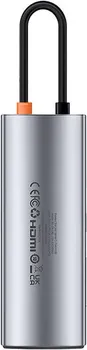 BASEUS B00030708811-00 125503 BASEUS GLEAM 7U1 USB HUB, USB-C NA 1X HDMI4K 60HZ + 3X USB3.0 + 1X PD + 1X SD/TF (B00030708811-00) - BOJA: SIVA - PORTOVI: USB-C NA 1X HDMI4K 60HZ 3X USB3.0 1X PD 1X SD/TF - VIDEO REZOLUCIJA: 4K@60HZ - SNAGA PUNJENJA: (USB-C PD) DO 100 VATA. - MATERIJAL: ALUMINIJUMSKA LEGURA - DUŽINA KABLA: 170 MM (2 / 4)