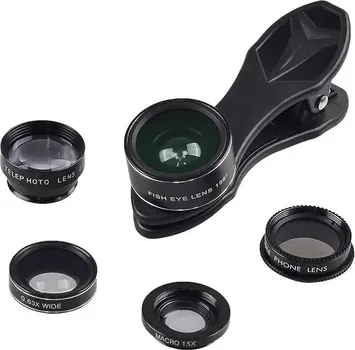 APEXEL APL-DG5H 5-U-1 KOMPLET OBJEKTIVA ZA TELEFON - SADRŽI: FISHEYE 198° / MACRO 15X / WIDE-ANGLE 0.63X / CPL LENS / TELEPHOTO LENS (1 / 3)